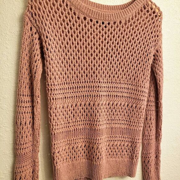 NWOT American Eagle Outfitters Crocheted Boho  Pink Sweater: XS: Balletcore Soft - Picture 4 of 4